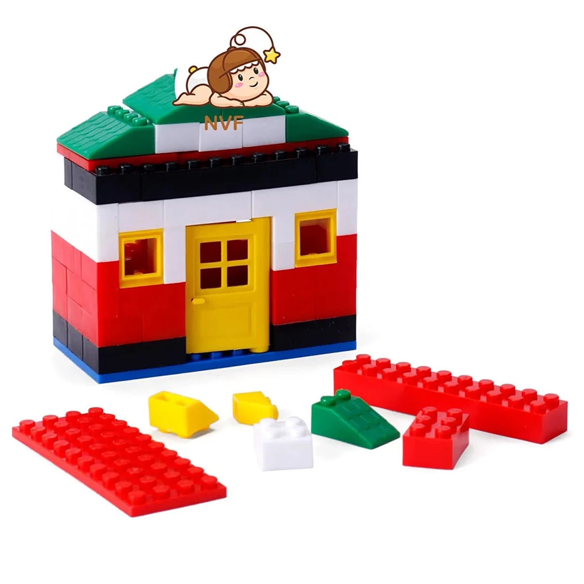 Little Builder Puzzle Blocks Set, 105 Pieces Building Block Game for L