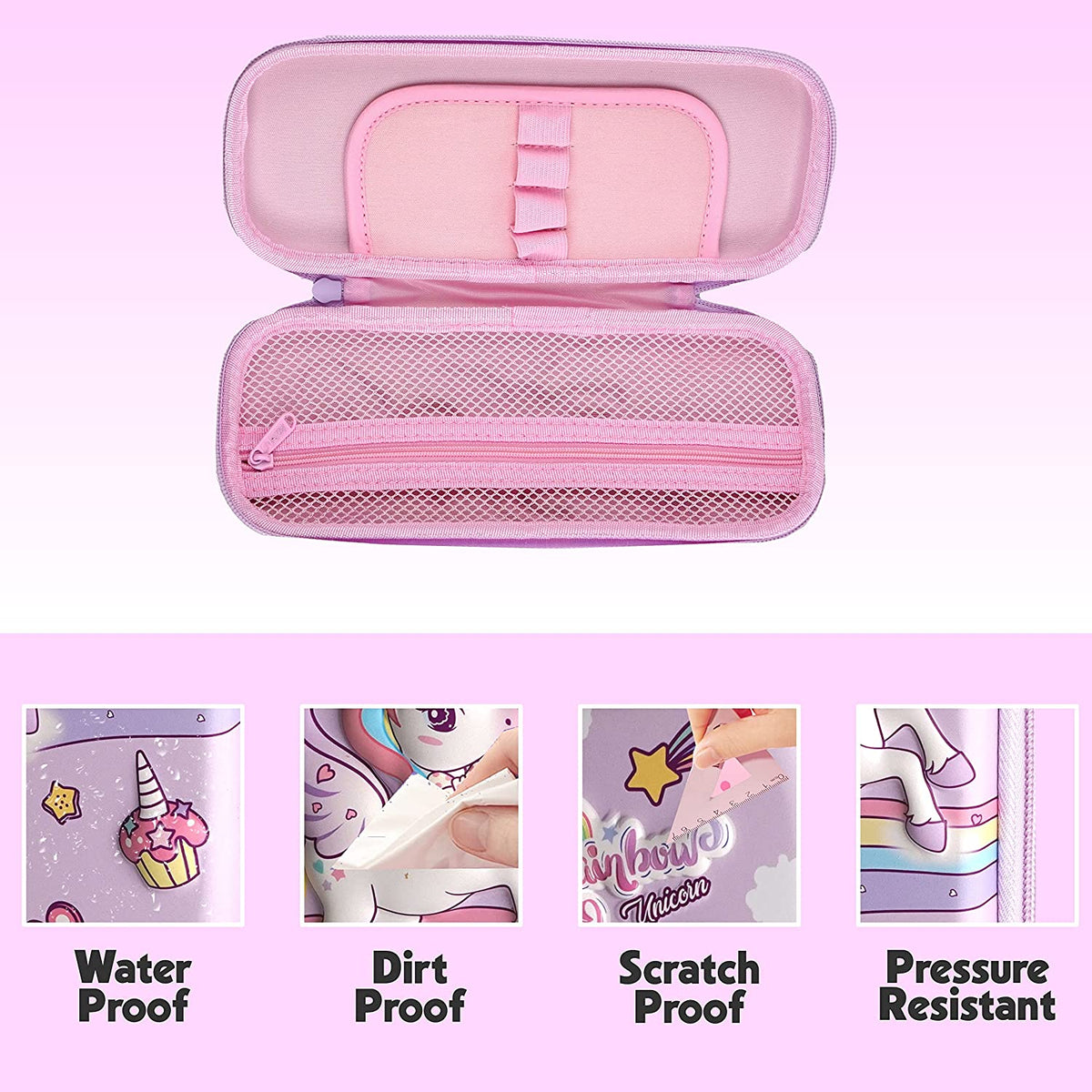 Soft Touch Pencil Case with Compartments - Kids Large Capacity