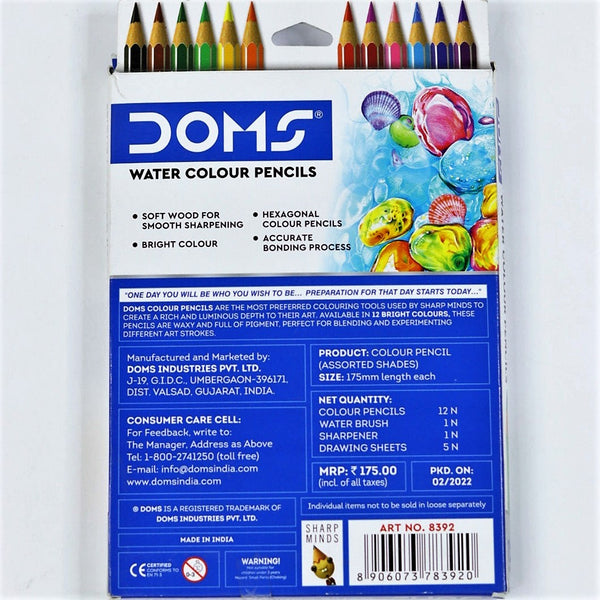 DOMS Water Color Pencils - 12 Shades, Multicolor