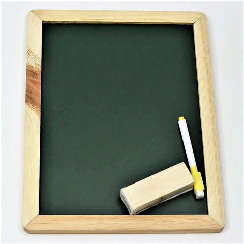 2-in-1 Writing Board and Slate with smooth wooden frame including Marker, Duster and Chalk for Early Learners Boys and Girls