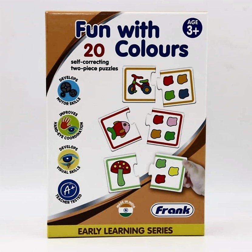 Fun with Colors Puzzle – 40 Pieces, 20 Self-Correcting, 2-Piece Puzzles, Early Learner Educational Jigsaw Puzzle Pair Set with Images