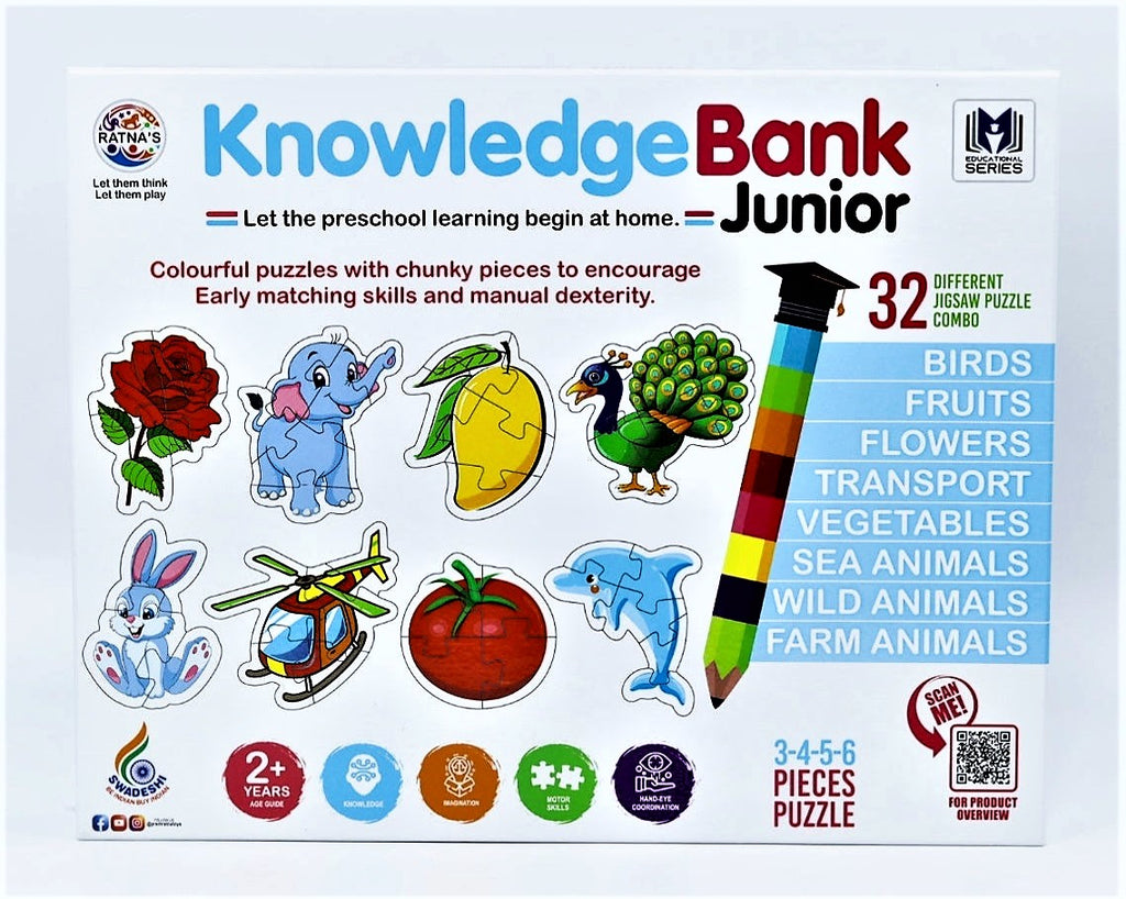 Knowledge Base Puzzle Knowledge Bank Junior | 32 Different Jigsaw Puzzle Combo for Kids 2 ...