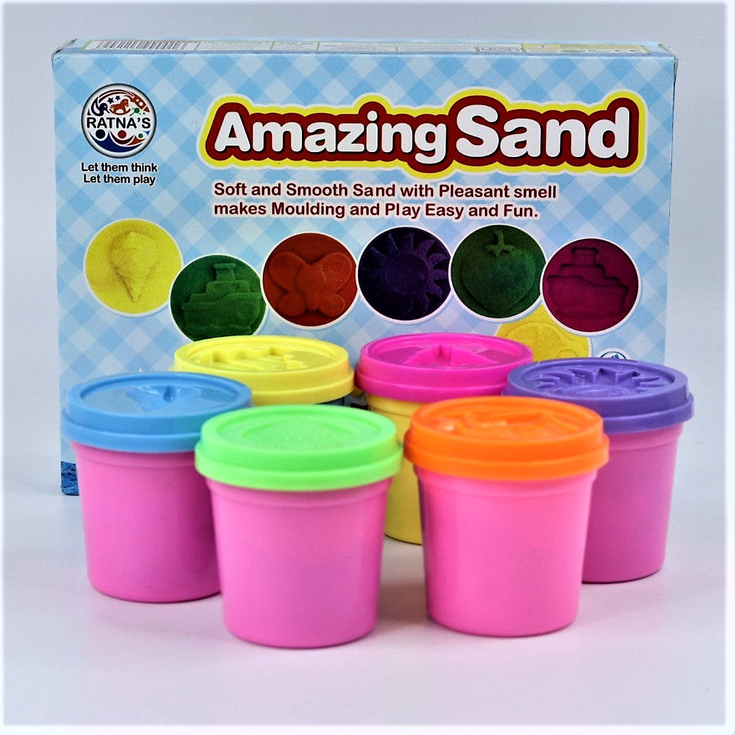 Amazing Different Colored Sands with Moulds (Multicolor) - Pack of 6