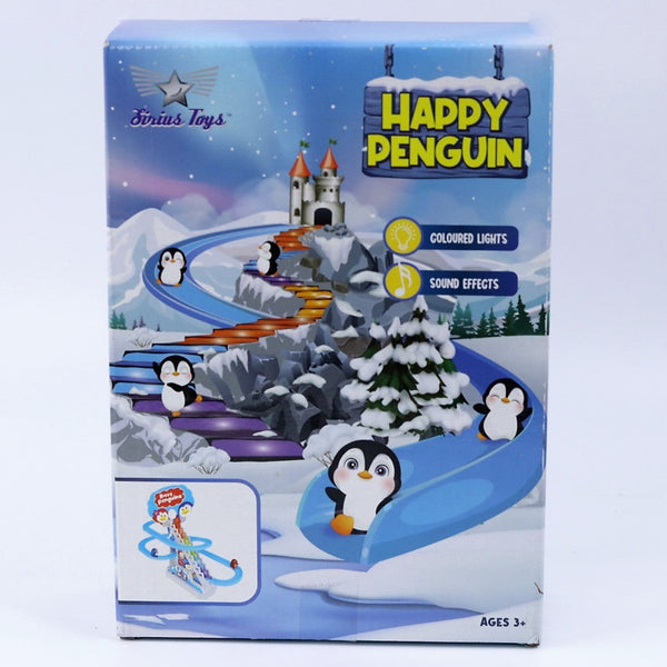 3 Penguin Slide Toy Set, Funny Automatic Stair - Climbing Penguin Cartoon Race Track Set Little Lovely Penguins Slide Toy Escalator Toy with Lights and Music