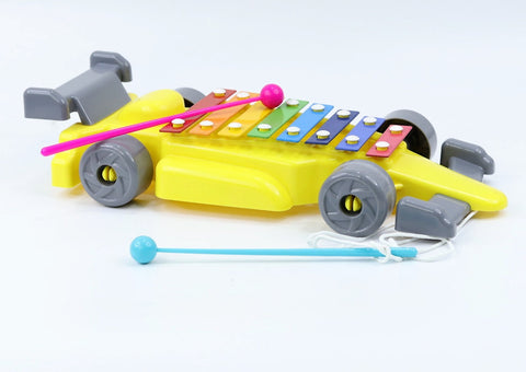 2 in 1 Multicolor Musical Car cum Xylophone Toy with 8 Metal Nodes and 2 Mallets | BIS approved