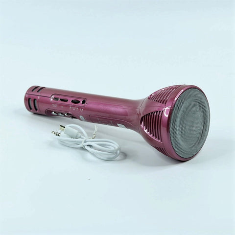 4 Type Voice Convertor Karaoke Microphone Handheld Wireless Singing Mic Multi-Function Bluetooth Speaker with Recording + USB+FM + Selfie Features & Many More