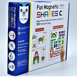 Fun Magnetic Shapes (Junior) board game: Type 1 with 44 Magnetic Shapes, Book with 200 Patterns and spelling, Magnetic Board and Display Stand