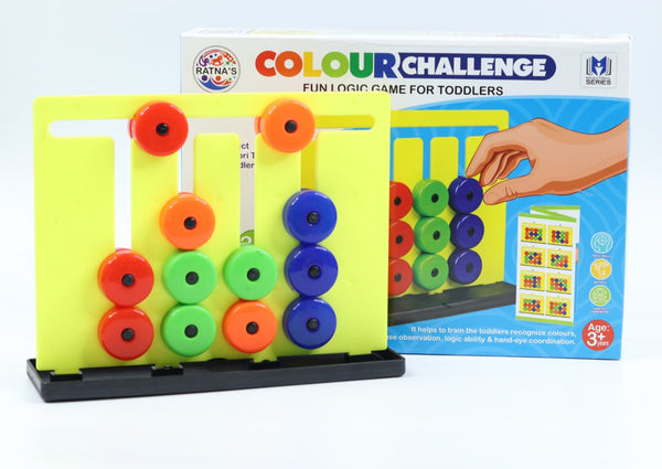 Color Challenge Montessori Slide & Match Puzzles – Board Brain Game for Kids | Fun and Colorful Pattern Making Activity Toys | Early Development and Learning Kids Toys for 3+ Years