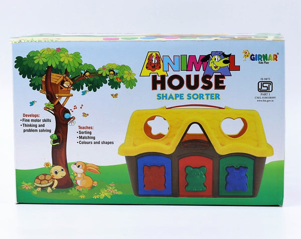 Baby Blocks Shape Sorter Toy, Includes 9 - Color Recognition Shape Toys with Colorful Sorter Animal House Box Gift Boys & Girls