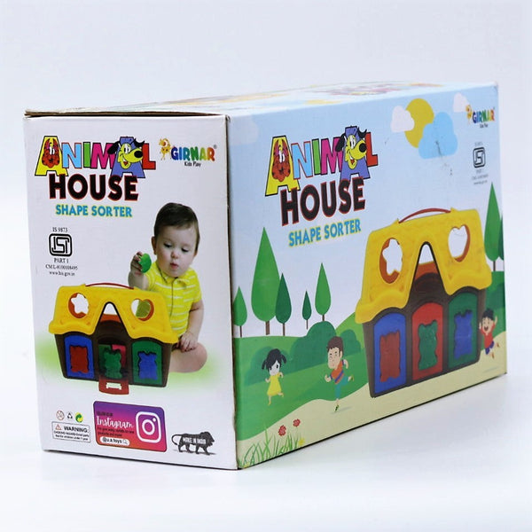 Baby Blocks Shape Sorter Toy, Includes 9 - Color Recognition Shape Toys with Colorful Sorter Animal House Box Gift Boys & Girls