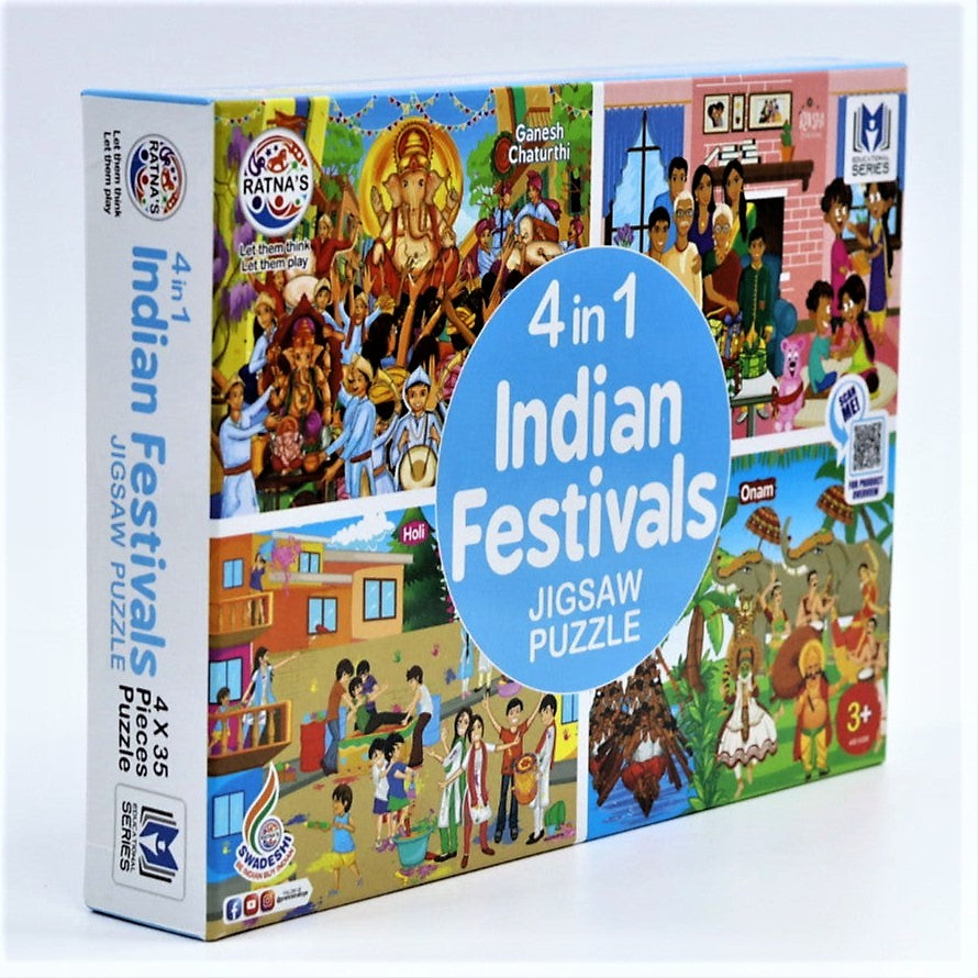 4 in 1 Indian Festivals Jigsaw Puzzle for Kids, 4 Jigsaw Puzzles with ...
