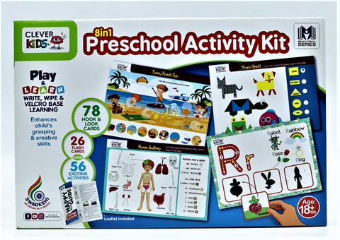 Ratna's 8-in-1 Preschool Activity Kit | Early Learning & Education with 26 Flash Cards and 56 Exciting Activities for Toddlers 18+ Months