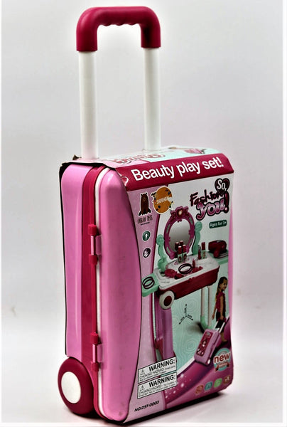 Beauty play set 2 in 1 Fashion Makeup Beauty Set Trolley - Multicolor