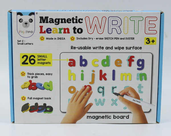 Magnetic Learn to Write Capital & Small Letters - Includes Write & Wipe Magnetic Board (Both Sides Magnetic), 26 Capital Letter & 26 Small Letter Magnets, Dry Erase Sketch Pen and Duster