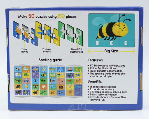 Learning Puzzles 50 Jigsaw Puzzle to Introduce Kids to Words and Spelling – 150 Thick Pieces Educational Puzzles with Beautiful Colored Pictures for Kids (Multicolor)
