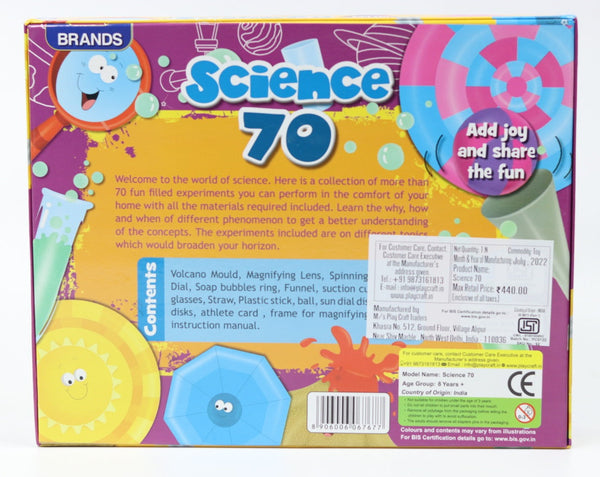 Science Kit 70 Fun Experiments Kids Can Perform at Home, Set of 1, Multicolor | Made in India