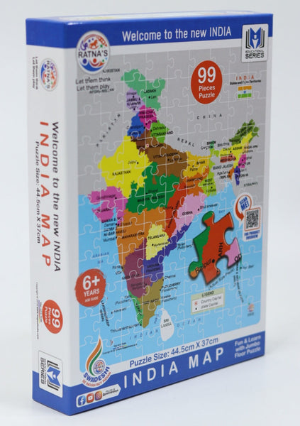 Educational India MAP Jigsaw Puzzle (99 Pieces), Play & Learn India Map, State Capitals (Multicolor) Geography