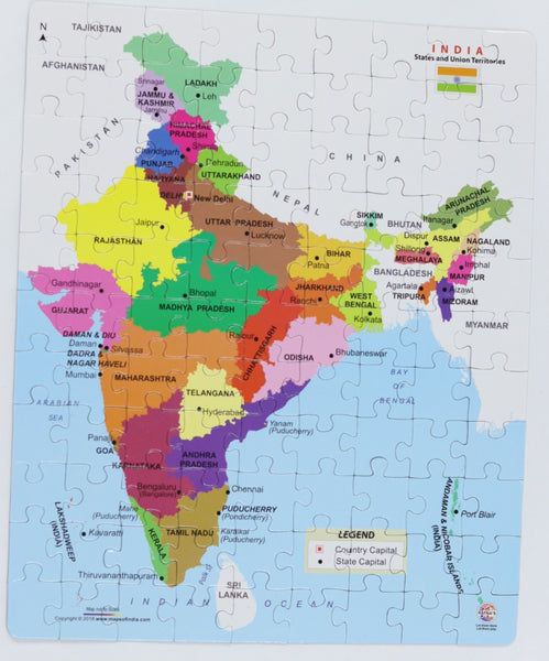 Educational India MAP Jigsaw Puzzle (99 Pieces), Play & Learn India Map, State Capitals (Multicolor) Geography