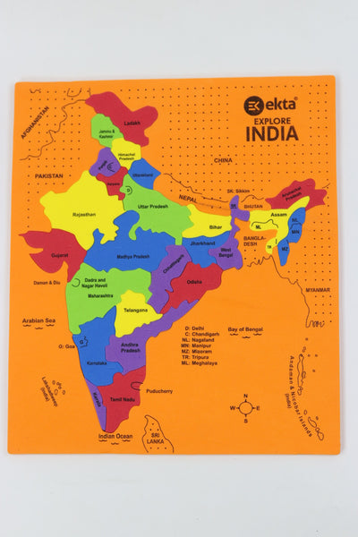 Explore India, Foam Puzzle Game, Play & Learn India Map, State Capitals (Multicolor) Geography