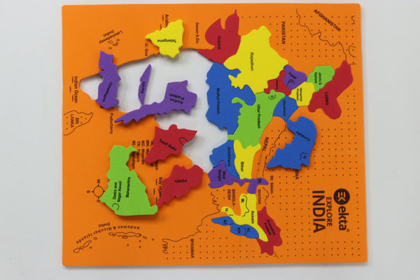 Explore India, Foam Puzzle Game, Play & Learn India Map, State Capitals (Multicolor) Geography