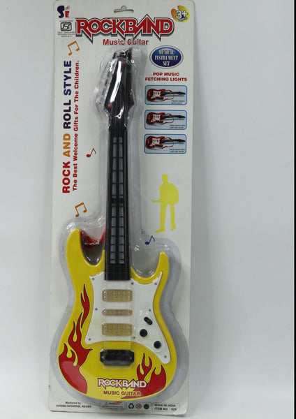 Rock Band Musical Guitar 20 inch Battery Operated with Music and Lights (Multicolor) Big Size