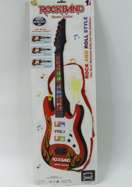 Rock Band Musical Guitar 20 inch Battery Operated with Music and Lights (Multicolor) Big Size