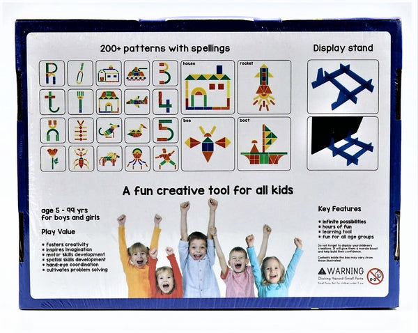 Fun Magnetic Shapes (Junior) board game: Type 1 with 44 Magnetic Shapes, Book with 200 Patterns and spelling, Magnetic Board and Display Stand