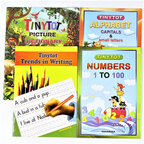 Tinytot - A set of 4 books for overall development of early learners – Picture Dictionary, Alphabets, Numbers and Writing practices