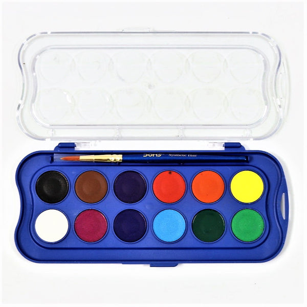 DOMS Water Color Premium quality Cakes – 12 Variant & Organic Shades with a FREE Brush