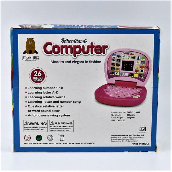 Educational Laptop Computer - Learning Alphabet and Numbers with LED Display and Music for Kids (Multicolour)