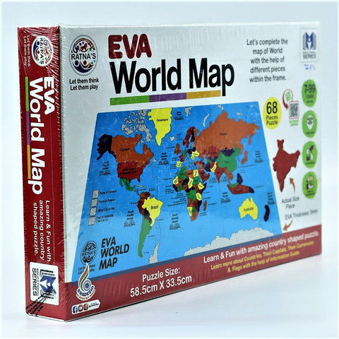 Eva 68 Pieces Jigsaw Puzzle Set for 7+ Age Kids (World Map) geography