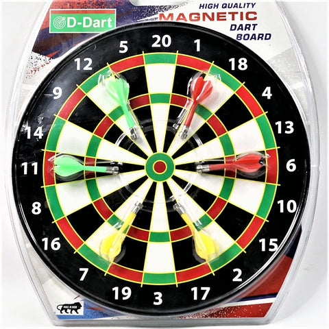 D–Dart Magnetic Dartboard Game Set - Bulls eye Dart Board with 6 pcs Safe Darts for Indoor and Outdoor Game (42 cm Diameter)