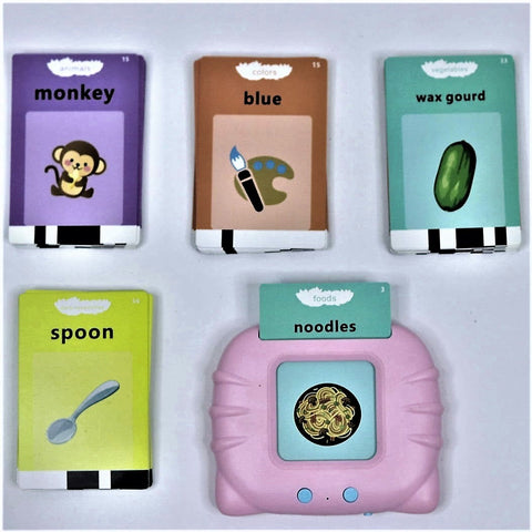 Card Device Early Education Toy for Kids Electronic English Words Reading Flash Cards Toy 112 pcs 224 words Card Random Color