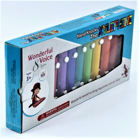 Colorful Hand Knocks the Xylophone Musical Toy with 8 Different Tones and 2 Wooden Mallets for Kids