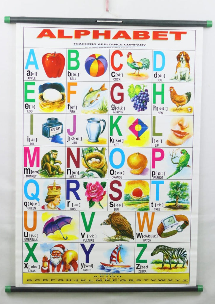 Sticky Chart Letters Alphabet Stick Chart – Large Vibrant Color chart of Alphabets with Wor ...