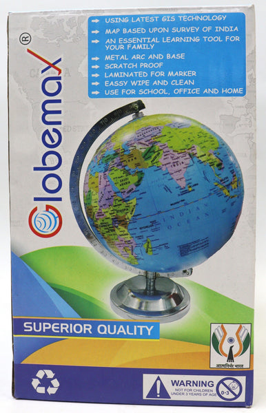 Educational Globe- 12.5 cm Diameter & 39 cm Curcumfrence  Metal Base World Globe for Kids