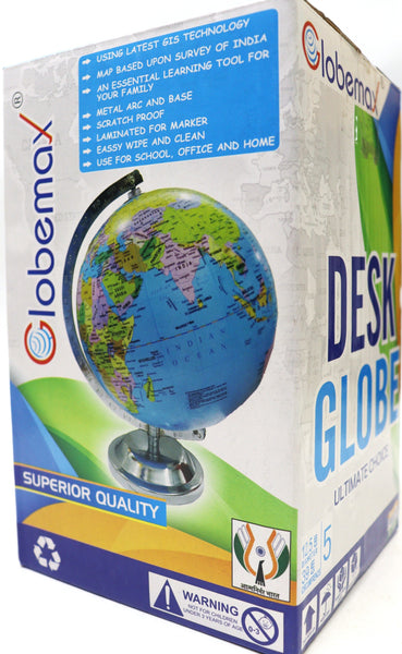 Educational Globe- 12.5 cm Diameter & 39 cm Curcumfrence  Metal Base World Globe for Kids