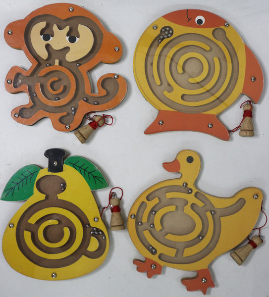 Wooden Maze Round Wooden Labyrinth Maze Toys Brain Teaser Magnet Puzzle Game, Learning Toys for Birthday/Return Gifts Puzzle -Indoor Game (Pack of 7)