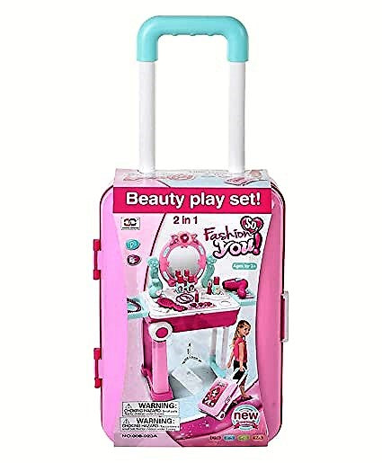 Beauty play set 2 in 1 Fashion Makeup Beauty Set Trolley - Multicolor