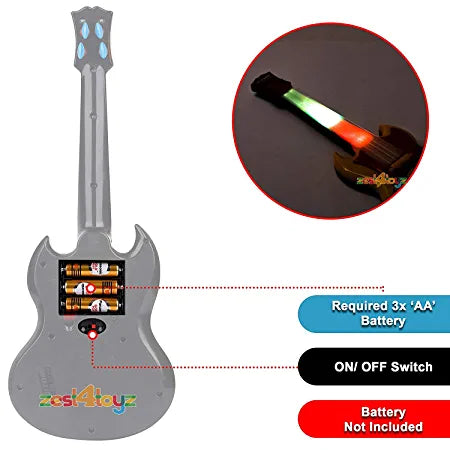 Rock Band Musical Guitar 20 inch Battery Operated with Music and Lights (Multicolor) Big Size