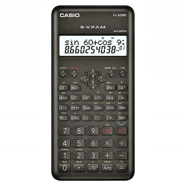 Casio FX-82MS 2nd Gen Non-Programmable Scientific Calculator, 240 Functions and 2-line Display, Black