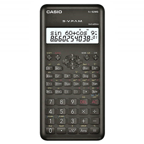 Casio FX-82MS 2nd Gen Non-Programmable Scientific Calculator, 240 Functions and 2-line Display, Black