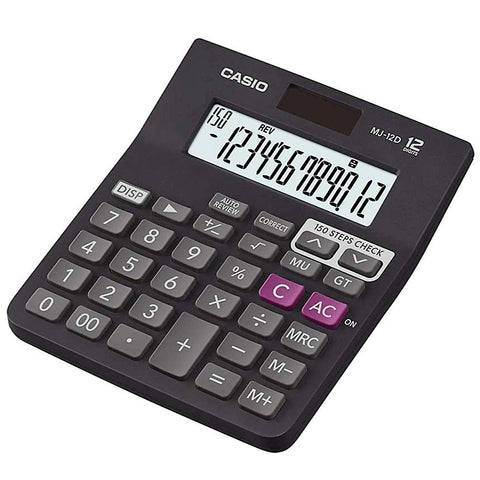 Casio MJ-12D 150 Steps Check and Correct Desktop Calculator, Black 7” Display Light Weight