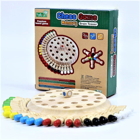 Wooden Brain Teaser Memory Chess Game | Perfect Mind Game for Kids and Adults | 2-6 Player Game | Multicolor