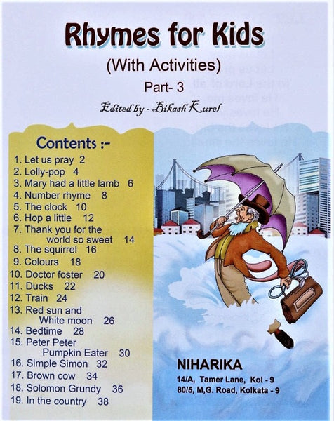 Rhymes for Kids with activities - Part 3 by Niharika Paperback for Boys and Girls