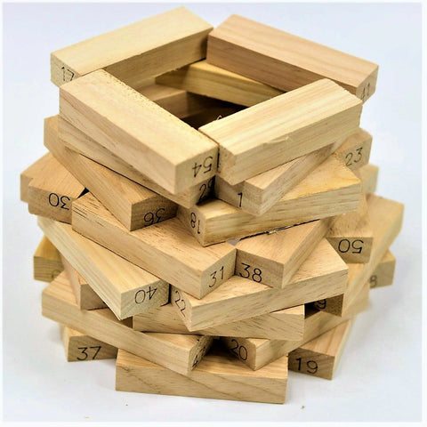 Awal's Educational Wooden Blocks Game for Adults and Kids, Hardwood Blocks - 54 pcs , Stacking Tower Game Wooden Jumbling Tower Toys