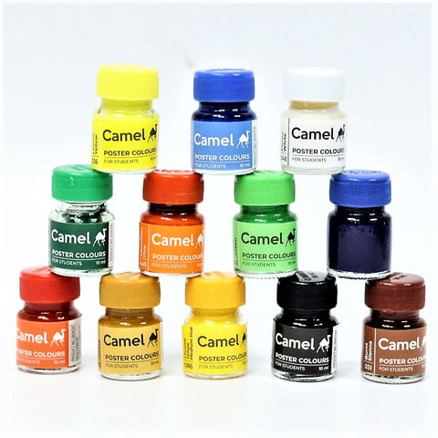 Camel Poster Colours - 12 Shades 10 ml each Smooth Multicolor with art contest entry coupon inside the pack
