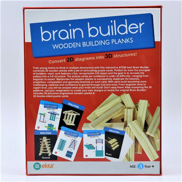 Educational Brain Builder Wooden Building Planks (Set-1) Game Set for Kids, Family and Friends | 20 Wooden Planks & 40 Puzzles