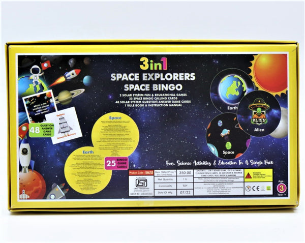 3 in 1 Space Explorers Space Bingo Fun Science Activities and Education in a Single Pack for Kids (Multicolor)