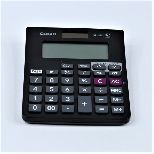 Casio MJ-12D 150 Steps Check and Correct Desktop Calculator, Black 7” Display Light Weight